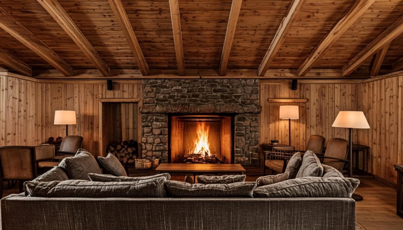 Interior acogedor con chimenea