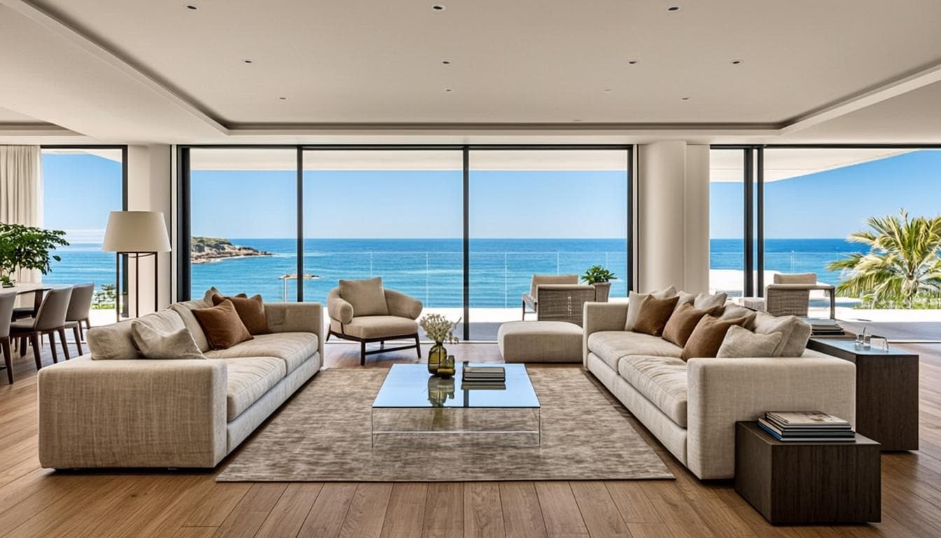 Living room con vista al mar